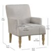Alice - Upholstered Arm Chair With Pecan Legs And Antique Brass Nailheads - Beige - Image 3