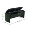 Elegant Long Shaped Storage Ottoman Bench, Boucle Material, Simple And Grand Design - Dark Green - Image 3