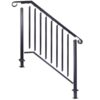 Handrails For Outdoor Steps, Fit 3 Or 4 Steps Outdoor Stair Railing, Picket#3 Wrought Iron Handrail, Flexible Porch Railing, Transitional Handrails For Concrete Steps Or Wooden Stairs - Black - Image 19