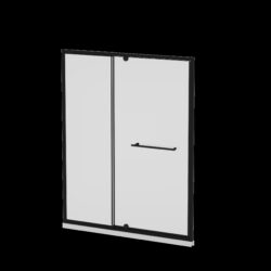 Pivot Shower Door With And Handle - Matt Black