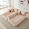 Compression Sectional Couch With Comfy Chaise, Boneless L Shape Sofa With Deep Seat, Minimalist Modular Couches Sleeper - Beige - Image 14
