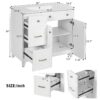 36" Bathroom Vanity With Sink, Soft Close Doors, Adjustable Shelves - White - Image 3