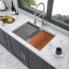 27" X 19" X 10" Undermount Workstation Kitchen Sink With Single Bowl And Accessories, - Brushed Nickel - Image 2