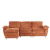 Modern Deep 3 Seat Sofa Couch With Ottoman, Polyester Sofa Sleeper Comfy Upholstered Furniture For Living Room - Orange - Image 14