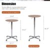 Movable Adjustable Bar Table Pub Table 360 Swivel Counter Bar Height Aluminum Star Base Movable For Stand Desk Bistro Table Dining Room Home Kitchen Table - Natural Wood - Image 9