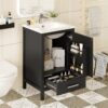 20" Bathroom Vanity With Sink, Soft Close Drawers, Door Organizer, Divider Drawer, Adjustable Foot Pads - Black - Image 2