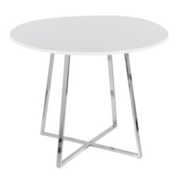 Cosmo - Canary Contemporary Dining Table - Chrome / White