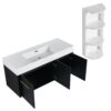 Modern Style 48" Wall Mounted Bathroom Vanity With Thick Edged Resin Basin And Storage Rack Plywood - Black Chestnut - Image 14