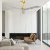 Indoor Ceiling Fan Without Light 3 Solid Wood Blades Remote Control Reversible Dc Motor - Gold - Image 2