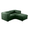 Modern Chenille 2 Seater Sofa With Ottoman Storage Cylindrical Backrest And Armrests - Green - Image 10