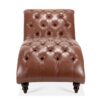 Tufted Armless Chaise Lounge - Brown - Image 8