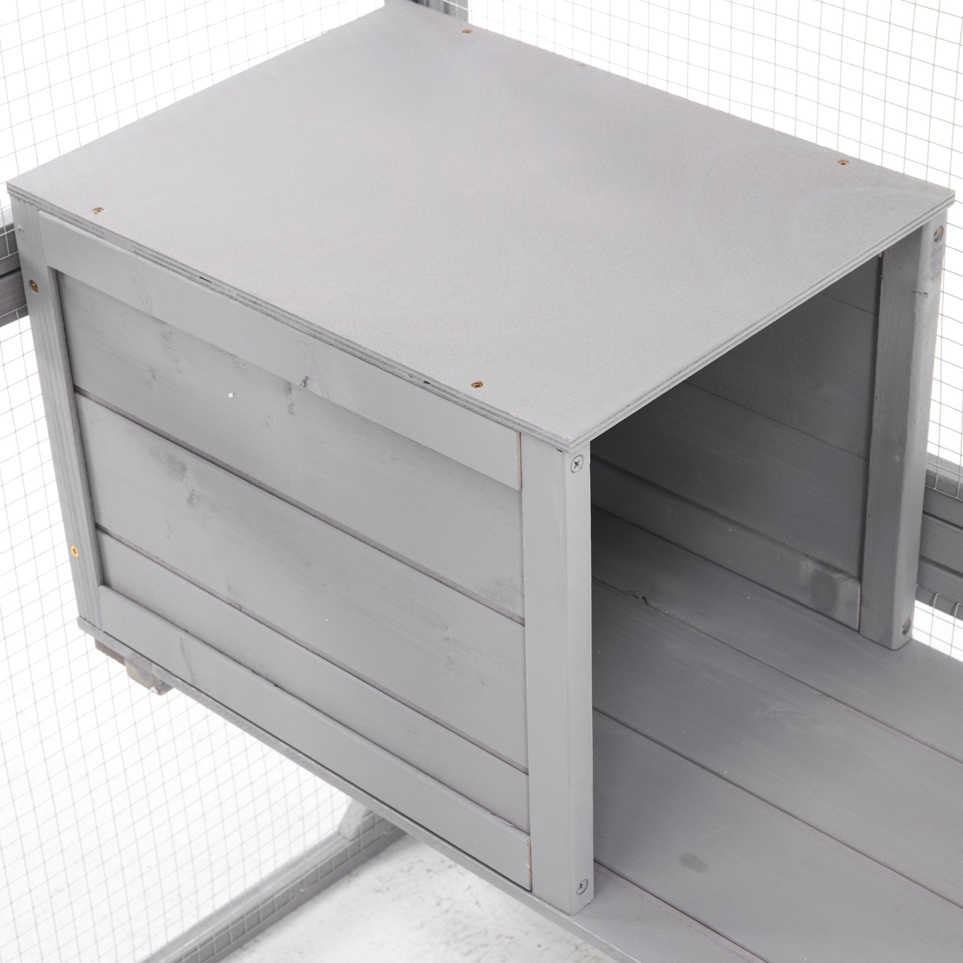 Outdoor Cat House, Diy Cat Enclosure Catio With Double Enter Doors - Light Gray - Image 18