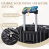 20" / 24" / 28" 3 Pieces / Set Spinner Wheel Luggage, Carry On Suitcase, With Cup Holder & USB Port & Phone Holder - Black - Image 5