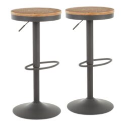 Dakota - Industrial Adjustable Barstool (Set of 2) - Gray