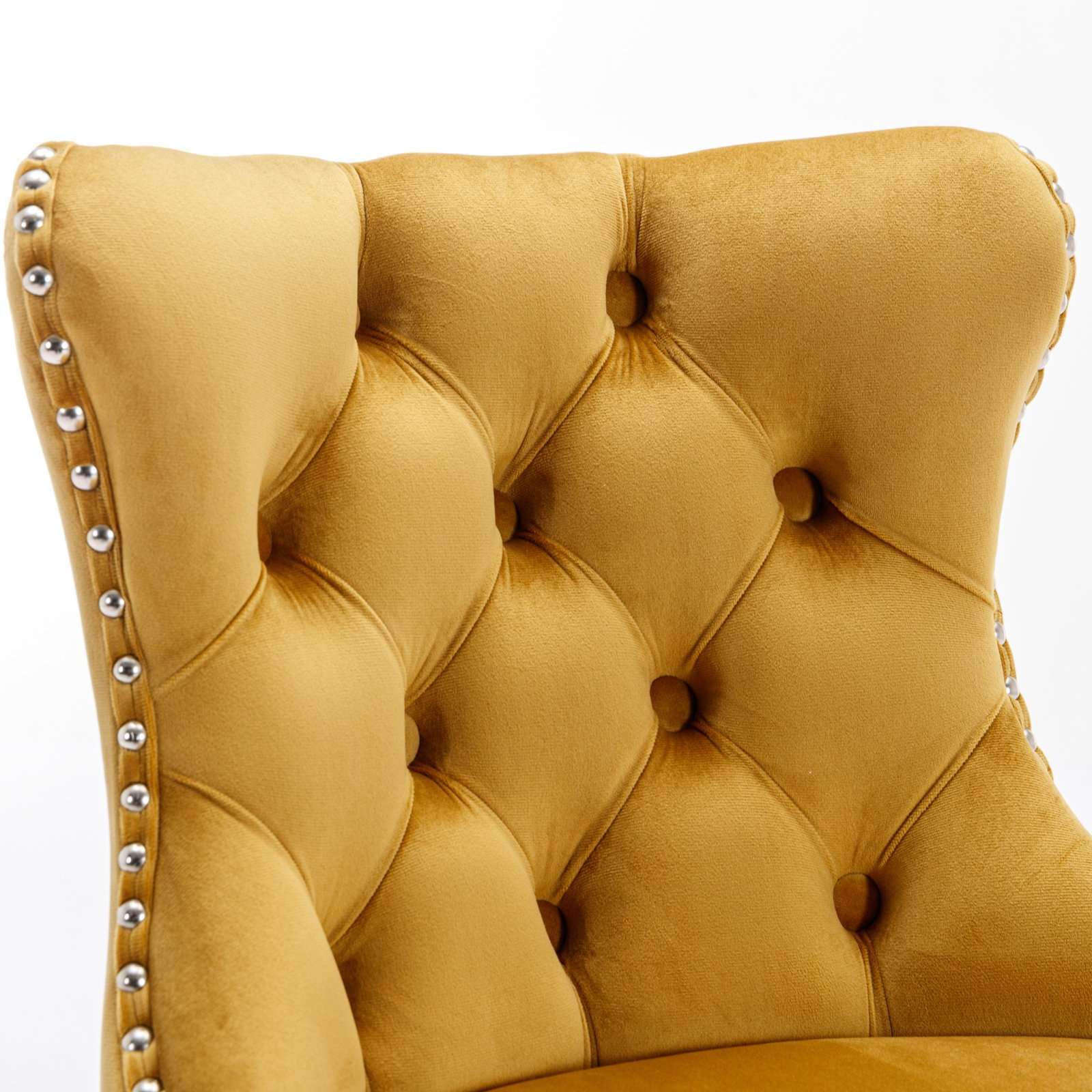 Swivel Velvet Barstools Adjusatble Seat Height From 25-33", Modern Upholstered Chrome Base Bar Stools With Backs Comfortable Tufted For Home Pub And Kitchen Island (Set of 2) - Gold - Image 8