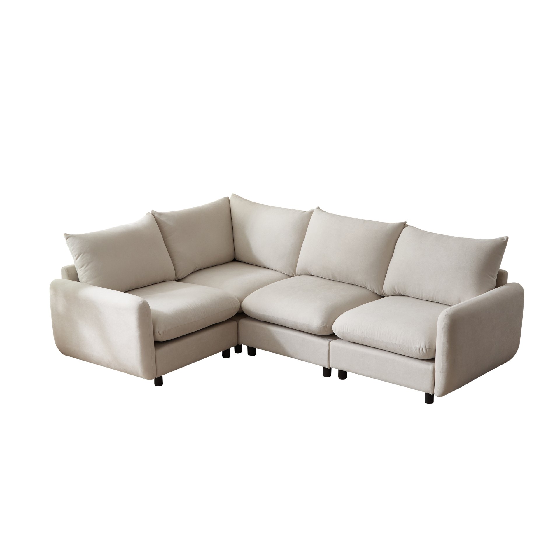 4 Piece L Shaped Modular Free Combination Sectional Sofa Couch For Living Room And Spacious Space - White - Image 13