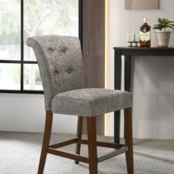 Auggie - Fabric Counter Height Chair With Nailhead Trim - Gray