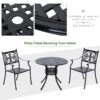 Outsunny - 33" Patio Dining Table Round Cast Aluminium Outdoor Bistro Table With Umbrella Hole - Black - Image 4