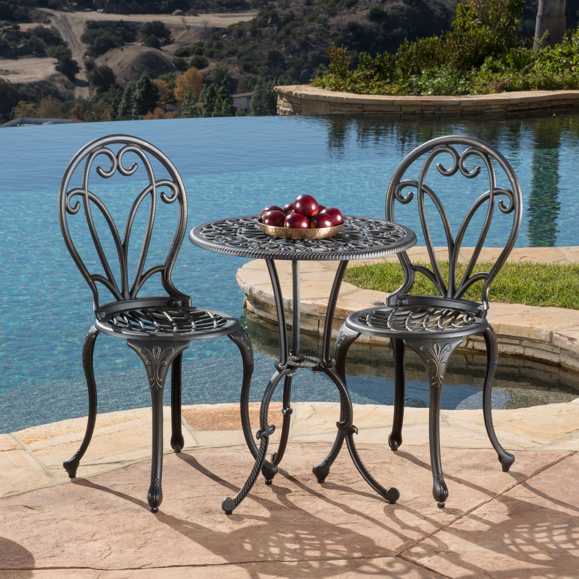 Thomas - 3 Pieces Cast Bistro Set - Black / Gold - Image 7