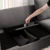 Modern Modular Sofa, 4 Seat Chenile Sectional Couch Set With 2 Pilows Included, Freely Combinable Indoor Funiture For Living Room, Apartment, Office - Dark Gray - Image 5