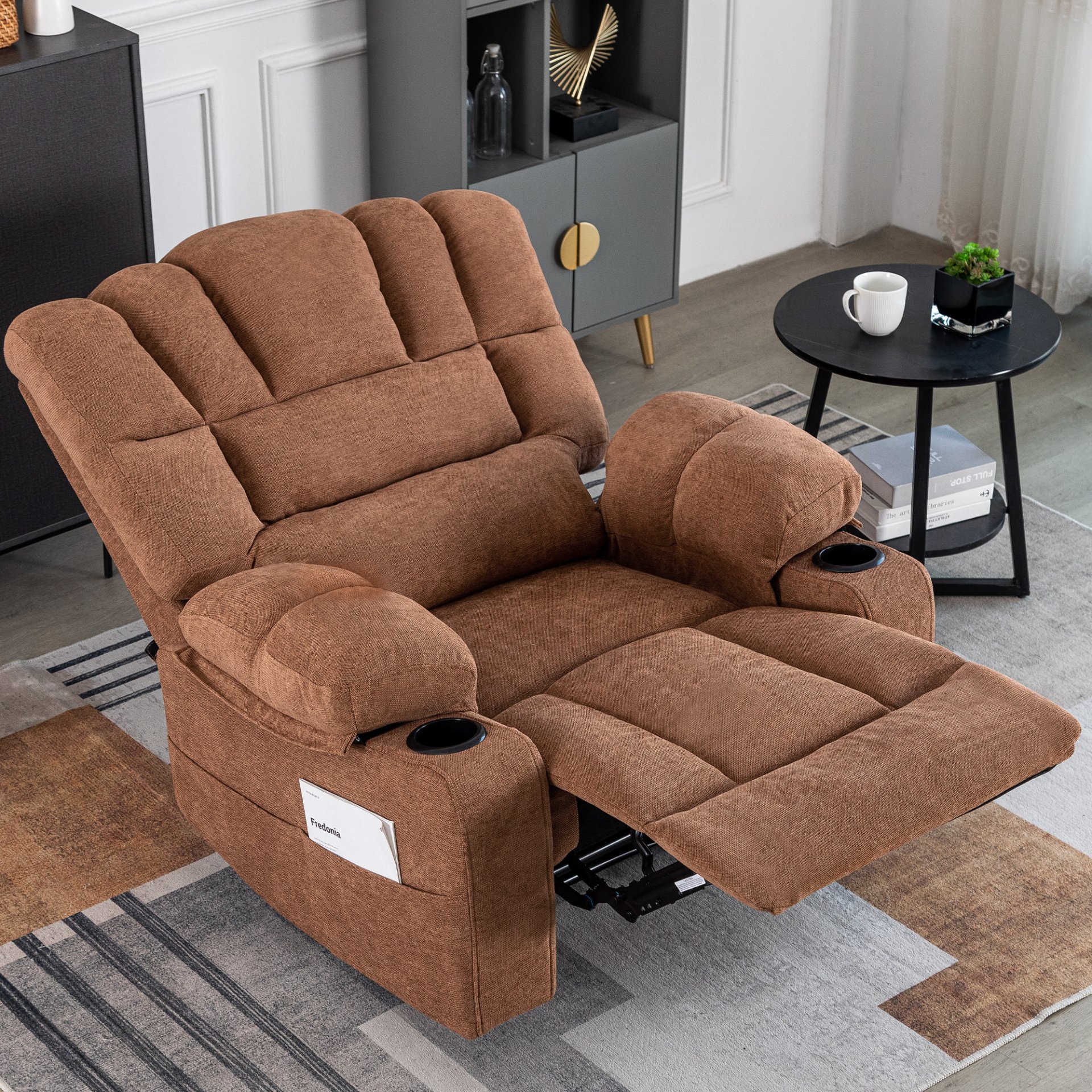 Massage Recliner Chair Sofa With Heating Vibration - Brown - Image 3