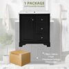 Bathroom Vanity Cabinet With Ceramic Basin, 3 Drawers And Adjustable Shelves - Black - Image 11