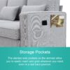 4 Seater Modern Linen Sofa With Armrest Pockets And 4 Pillows, Minimalist Style Couch - Light Gray - Image 18