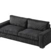 Luxe - Corduroy Sofa With Sleek Design, Spacious And Comfortable 3 Seater Couch - Black - Image 2
