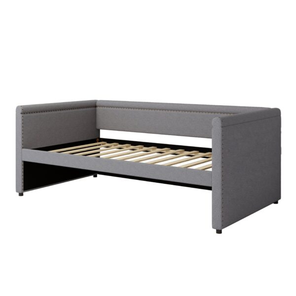 Modern Style Twin Size Upholstered Daybed With Trundle For Guest Room, Small Bedroom, Study Room - Gray