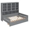 Full Size Daybed With Glass Door Storage Cabinets, Built In LED Lighting And Shelves - Gray - Image 4