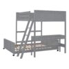 Full Over Full Bunk Bed With Desk - Gray - Image 3
