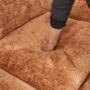 Modern Deep 3 Seat Sofa Couch With Ottoman, Polyester Sofa Sleeper Comfy Upholstered Furniture For Living Room - Orange - Image 10