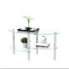 Transparent Oval Glass Coffee Table, Modern Table With Stainless Steel Leg, Tea Table 3-Layer Glass Table For Living Room - Transparent / White - Image 5