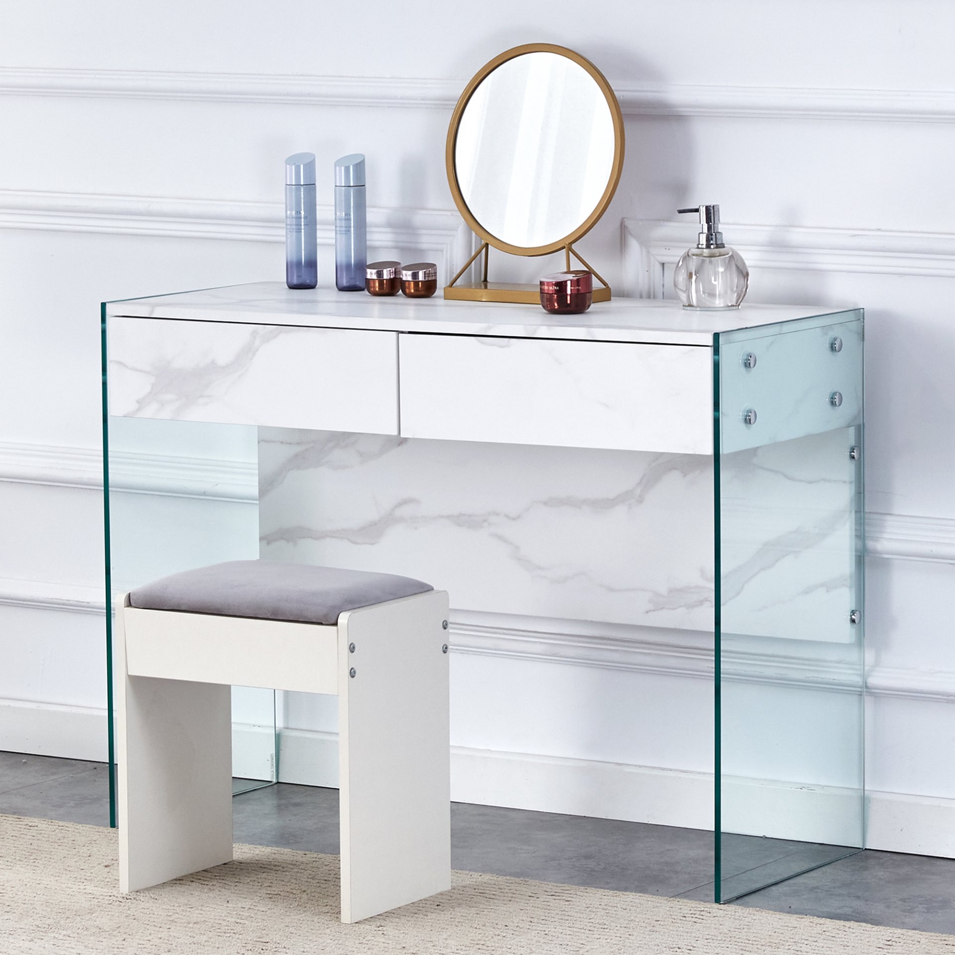 Environmental Protection Minimalist Dresser, Desk, Desktop Computer Desk, With Double Drawer Storage Space, Simple Home, Perfect For Various Styles - White - Image 8