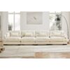 Super Comfort Oversized Modular Velvet Sectional Sofa With Ottoman - Cream - Image 5