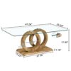 Modern Style Glass Top Coffee Table With Base Suitable For Living Rooms And Lounge Areas - Natural Wood - Image 3