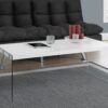 Coffee Table Rectangular, Clear Tempered Glass, Contemporary, Modern - Glossy White - Image 5