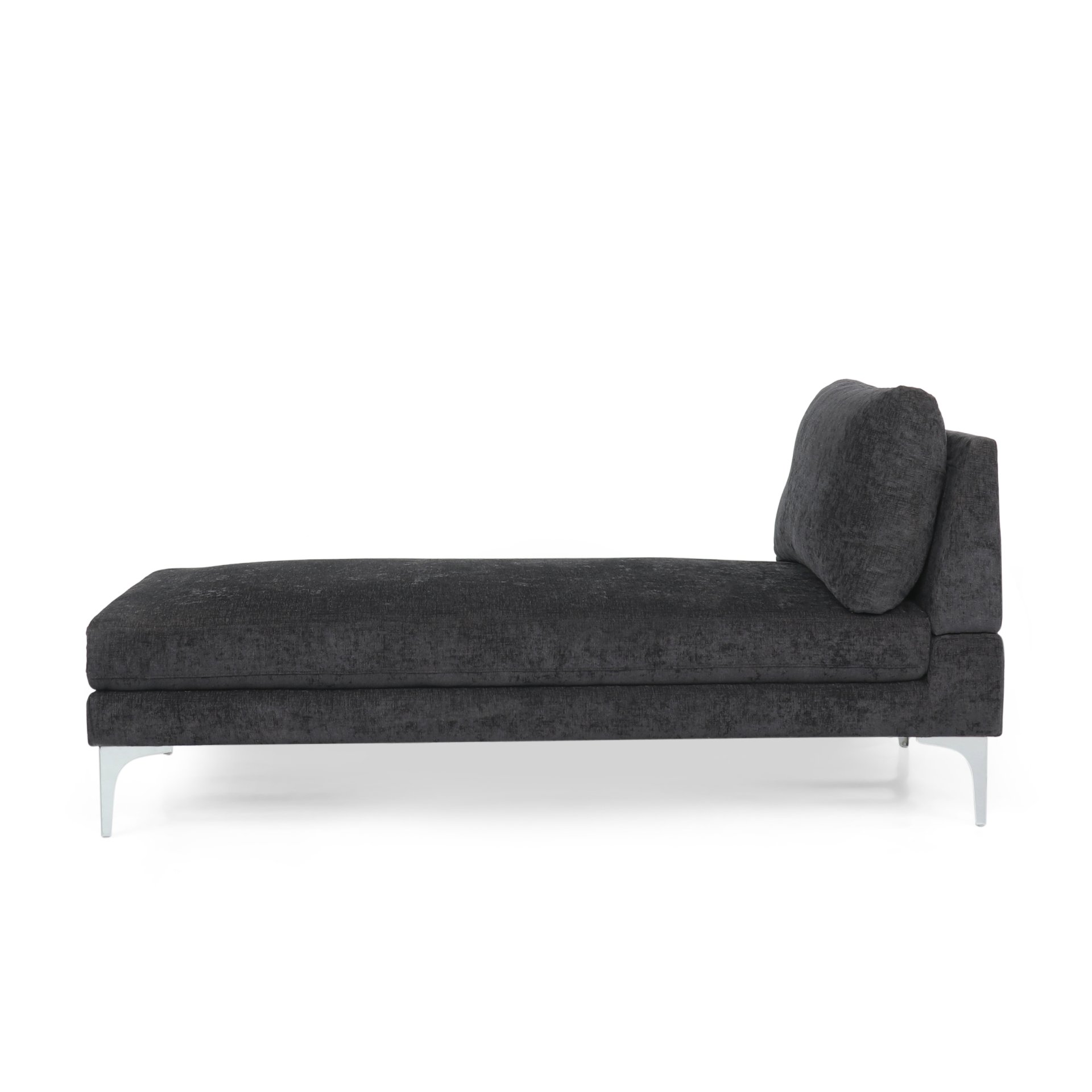 Fabric Upholstered Chaise Lounge With Iron Bracket Legs - Gray - Image 5