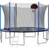 15Ft Trampoline With Basketball Hoop Inflator And Ladder (Inner Safety Enclosure) - Blue - Image 19