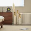 Floor Metal Vase Modern Style Decoration Home Metal Vase (Set of 3) Gorgeous Home Decoration Large Glazed Metal Vases - Gold / White - Image 5