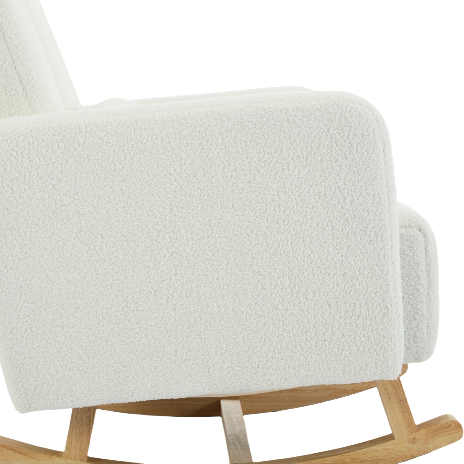 Accent Rocking Chair With Pillow, Spacious & Comfortable Seating For Living Room Or Bedroom - Cream White - Image 21