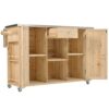 Outdoor Kitchen Island Fir Wood Kitchen Island With Stainless Steel Top, Ample Storage Space, Towel And Spice Racks And A Bottle Opener For Outdoor - Natural - Image 17