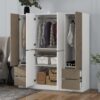 6 Doors Wardrobe Storage For Bedroom, With 4 Drawers - White / Nature - Image 10