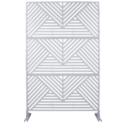 Outdoor & Indoor Privacy Screen Metal Privacy Screen, Freestanding Decorative Privacy Screen For Deck Balcony Patio, Privacy Fence Panels - White