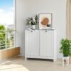 Tilted Laundry Hamper With Removable Basket, Hidden Laundry Hamper, Bathroom Storage Cabinet, Free Standing Organizer - White - Image 12