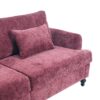 Mid Century Modern Chenille Fabric Loveseat Sofa, 2 Seat Upholstered Couch With Wood Feet - Wine Red - Image 21