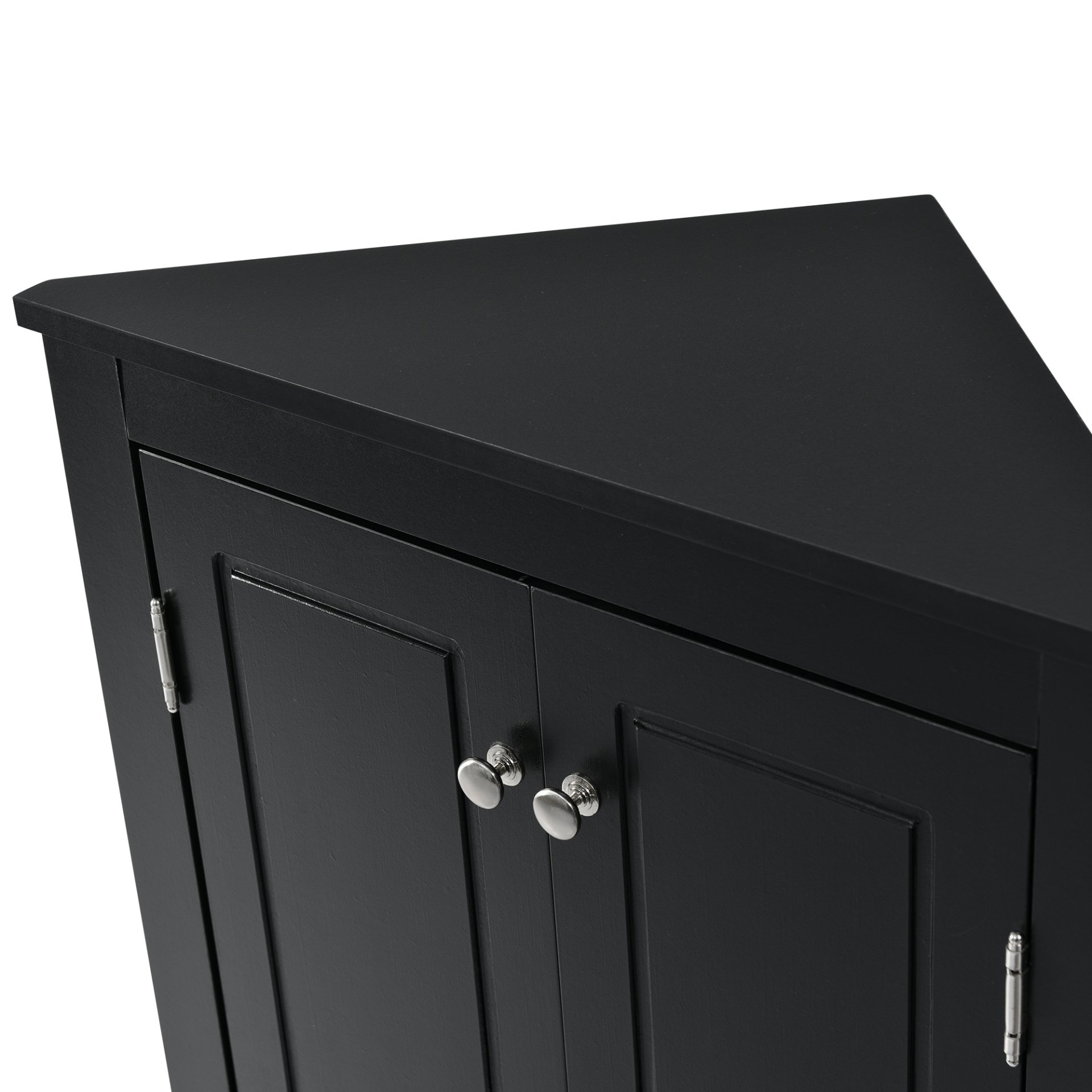 Triangle Bathroom Storage Cabinet With Adjustable Shelves, Freestanding Floor Cabinet For Home Kitchen - Black - Image 14
