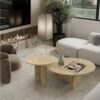 Elegant Marble Coffee Table Set Natural Stone - Gold Yellow Beige, Small Living Room Table Duo - Beige / Gold / Beige / Yellow - Image 5