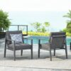 Modern Aluminum Lounge Chair Set With Rope Accents And Cushions For Indoor / Outdoor Spaces - Gray - Image 15
