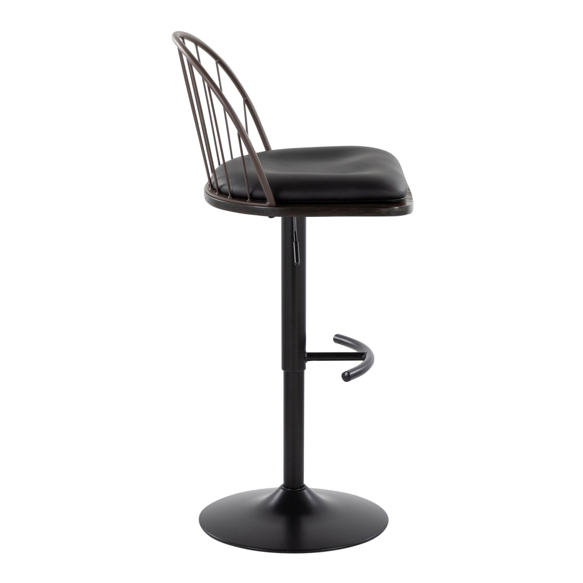 Riley - Farmhouse Adjustable Height Barstool With Swivel With Rounded T Footrest (Set of 2) - Black / Bronze / Dark Walnut / Brown - Image 3